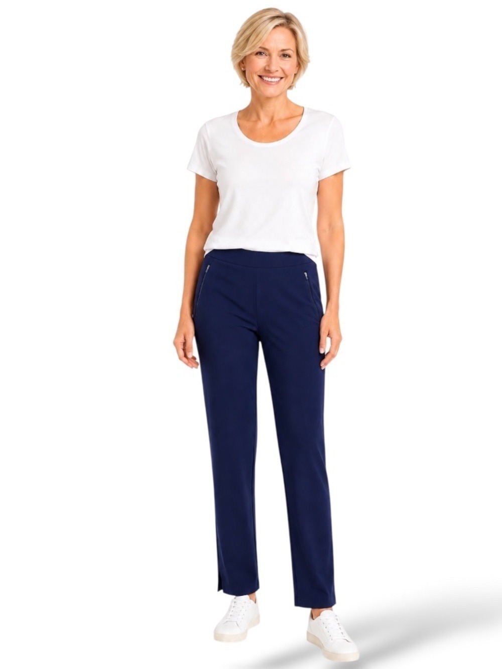 T by TALBOTS Dark Blue Casual Pants Side Zippered Pockets US Sz L